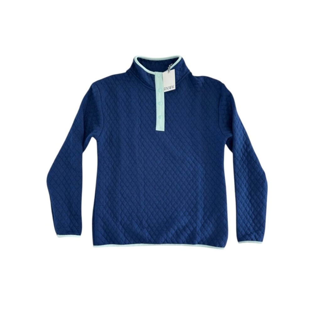 Renwick Blue Quilted Snap Mock Pullover Women's XS NWT